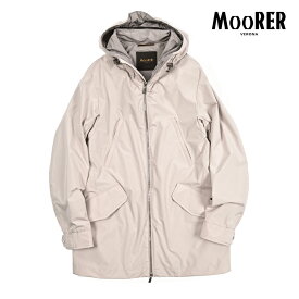 【春夏先行セール】【半額以下】 ムーレー MOORER ALVIN-STP フーディー ジップアップレインコート 春夏 秋 3シーズン メンズ ライトアウター ACQUA PROOF 防水透湿 ポリエステル 100% ライトベージュ イタリア ブランド MADE IN ITALY