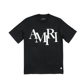 アミリ AMIRI 【2026-27年 秋冬新作】 AMIRI STAGGERED LOGO TEE ロゴ Tシャツ カットソー 半袖 クルーネック オールシーズン メンズ STRAIGHT FIT ストレートフィット コットン 100% ロゴ ブラック アメリカ ブランド MADE IN ITALY