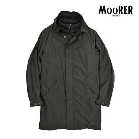 ムーレー MOORER MILLENIO STP 3WAY フーディー レインコート ダウンコート 着脱可能ダウンベスト 春夏 秋冬 オールシーズン メンズ アウター ACQUA PROOF 防水透湿 高機能ポリエステル カーキグリーン イタリア ブランド MADE IN ITALY