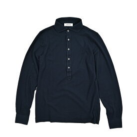 【新春初売り】【半額以下】 グランサッソ GRAN SASSO 長袖 鹿の子ポロシャツ 春夏 秋 3シーズン メンズ 台襟ポロ ドレスポロ カノコ ピケ ナチュラルストレッチ コットン 100% ネイビー イタリア ブランド MADE IN ITALY