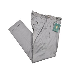 【新春初売り】【半額以下】 ベルウィッチ BERWICH RETRO LONG 1P レトロ コットンスラックス ワンタック 1プリーツ パンツ サイドアジャストベルト 春夏 メンズ コットンストレッチ グレー イタリア ブランド MADE IN ITALY
