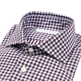 【クリアランス】【半額以下】 オリアン ORIAN 【2025-26年 秋冬新作】 Vintage Classic ヴィンテージ クラシック ドレスシャツ ホリゾンタルカラー 長袖 メンズ コットン 100% ギンガムチェック ワインレッド