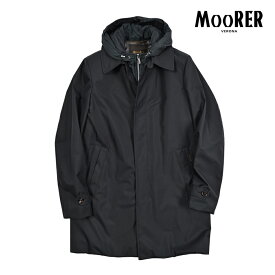 【春夏先行セール】【半額以下】 ムーレー MOORER EDWIN-GF フード付き ダウンコート フライフロント ステンカラー 春 秋 3シーズン メンズ ライトアウター ACQUA PROOF 防水透湿 ポリエステル ダークネイビー イタリア ブランド MADE IN ITALY
