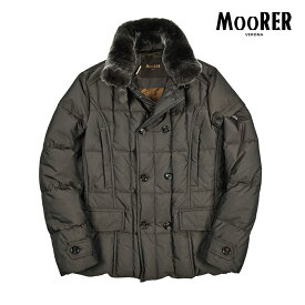 【SALE】 ムーレー MOORER SIRO-KM ダウンコート ダブルブレスト 取り外し可能ファー 秋冬 メンズ アウター ポリエステル 100％ ダークブラウン イタリア ブランド MADE IN ITALY