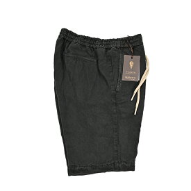 【サマーSALE】 ベルウィッチ BERWICH SPIAGGIA SHORT スピアッジア ショート 麻混 バミューダ ショーツ ノータック ハーフパンツ ドローコード 春夏 メンズ リヨセル リネン ガーメントダイ ブラック イタリア ブランド MADE IN ITALY