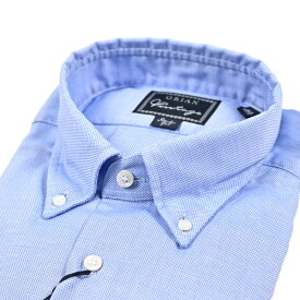 【秋冬先行セール】【P10倍】 オリアン ORIAN 【2025-26年 秋冬新作】 Vintage ヴィンテージ ドレスシャツ ワイシャツ ボタンダウン 長袖 メンズ Regular Fit レギュラーフィット コットン 100% 織柄 ブルー イタリア ブランド