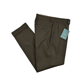 【クリアランス】【半額以下】 ベルウィッチ BERWICH YRETRO レトロ スラックス ノータック パンツ 秋冬 メンズ ヴァージンウール 100% ナチュラルストレッチ カーキグリーン イタリア ブランド MADE IN ITALY