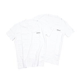 【SUMMER SALE】【半額以下】 リプレイ REPLAY TWOPACK T-SHIRT Tシャツ カットソー 半袖 Vネック 2枚セット 春夏 メンズ REGULAR FIT レギュラーフィット コットン 100% ワンポイントロゴ ホワイト イタリア ブランド