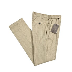 【秋冬先行セール】【半額以下】 ベルウィッチ BERWICH MORELLO モレロ スラックス ノータック パンツ ストレッチ 秋冬 春 3シーズン メンズ コットン 千鳥格子 チェック ベージュ イタリア ブランド MADE IN ITALY