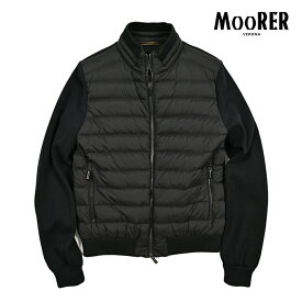 【SALE】 ムーレー MOORER MONDINI-SCC 異素材コンビ ダウンブルゾン ボンバージャケット スタンドカラー 春 秋 3シーズン メンズ アウター ナイロン ブラック イタリア ブランド MADE IN ITALY