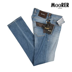 【春夏先行セール】【半額以下】 ムーレー MOORER CREDI-PS705 デニムジーンズ 5ポケット パンツ メンズ スリムフィット Japanese Fabric コットンストレッチ ブルー イタリア ブランド MADE IN ITALY