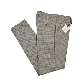 【クリアランス】【半額以下】 ベルウィッチ BERWICH MORELLO モレロ ウールスラックス ノータック パンツ 春夏 秋 3シーズン メンズ ヴァージンウール 100％ チェック ベージュ イタリア ブランド MADE IN ITALY