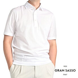 【半額以下】 グランサッソ GRAN SASSO 【2025年 春夏新作】 鹿の子ポロシャツ 半袖 春夏 メンズ コットン100％ ナチュラルストレッチ カノコ ピケ 台襟ポロ ドレスポロ ホワイト 白 イタリア ブランド MADE IN ITALY