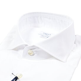 【秋冬先行セール】【P10倍】 オリアン ORIAN 【2025-26年 秋冬新作】 ドレスシャツ ワイシャツ ホリゾンタルカラー 長袖 メンズ Slim Fit スリムフィットコットン 100% ホワイト イタリア ブランド MADE IN ITALY