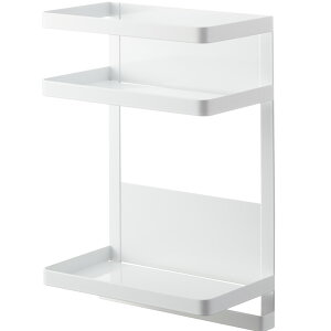 山崎実業 tower ウォーターサーバー横 マグネット ラック タワー 2段 棚 磁石 哺乳瓶 粉ミルク サプリ 薬置き お茶 コップ 浮かせる 収納 冷蔵庫横 調味料ラック キッチン収納 壁面収納 yamazaki