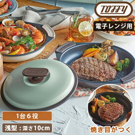 Toffy 電子レンジ用グリルパン フタ付き 浅型 魚焼き 調理器 グリルパン 電子レンジ 焼き魚 蓋付 魚焼き器 焼き目 魚焼きグリル レンジ調理 レンジ 耐熱皿 レシピ付き おしゃれ クリスマス プレゼント ギフト トフィー