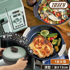 グリル鍋 Toffy トフィー 電子レンジ用グリル鍋 深型 蓋付き 一人暮らし レンジで焼き魚 焼き目 簡単 レシピ付き 電子レンジ対応 レンジ調理 フタ付き おしゃれ クリスマス プレゼント ギフト キッチン用品 耐熱皿