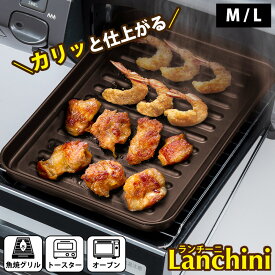 魚焼きグリル プレート M L グリルプレート 魚焼き トースター オーブン 温め直し 冷凍ピザ 食パン2枚サイズ グリルパン 角型 鉄製 焼き物 調理器具 グリル活用 角型パン プレート フッ素加工 ランチーニ 和平フレイズ