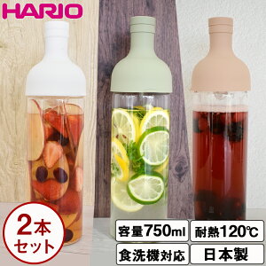 ハリオ フィルターインボトル 750ml 2本セット HARIO 冷水筒 麦茶 ポット ガラス 耐熱 お茶 水出し ボトル ピッチャー 水差し 麦茶ポット 耐熱ガラス 冷蔵庫 茶こし フィルター キッチン用品 日