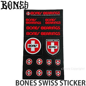 ボーンズ BONES スイス ステッカー SWISS STICKER スケートボード スケボー シール カスタム デッキ ヘルメット カラー:Black サイズ:16.5 x 9.5cm