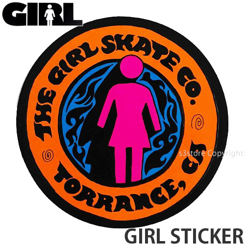 ガール GIRL ステッカー STICKER シール スケボー スケートボード ストリート ブランド カスタム デッキ スマホ カラー:Black Orange Pink サイズ:7.5cm