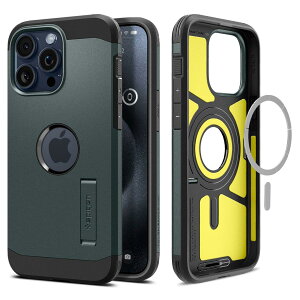 Spigen iPhone15Pro �P�[�X MagSafe �ϏՌ� �X�^���h�t�� �ČRMIL�K�i�擾 �}�O�l�b�g���� 3�w�\�� �J�����ی� ���h�~ �Ռ��z�� ���C�����X�[�d�Ή� �^�t�E�A�[�}�[ �}�O�t�B�b�g ACS06735 (�A�r�X�E�O