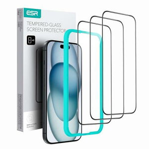 ESR iphone 15 �K���X�t�B���� �����K���X�ی�t�B���� �K�C�h�g�t�� 3���Z�b�g 2.5D�J�[�u�G�b�W �t���J�o�[ �ČRMIL�K�i�̕ی� ���ɋ��� iphone15 �t�B�����i6.1�C���`�j