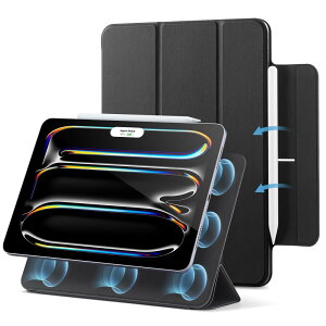 ESR iPad Pro 11�C���` �P�[�X M4 (2024�A��5����)��p ���̓}�O�l�b�g�z���� �X�����ȎO�܂�X�^���h�P�[�X Pencil Pro/USB-C���S�Ή� �ϋv���ی� Rebound�V���[�Y �u���b�N