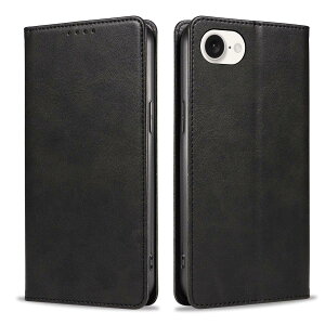 iPhone 16e �P�[�X �蒠�^ �X�}�z�P�[�X 16e�P�[�X �g�уJ�o�[ ���U�[ �y�� ���^ �ϏՌ� �ϖ��C �S�ʕی� �}�O�l�b�g�� �J�[�h���[ �X�^���h�@�\ (�u���b�N, iPhone 16e)