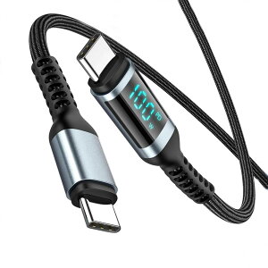 SZSL USB Type C�P�[�u�� 100W/5A PD�Ή� Type-C to Type-C �}���[�d LED�f�W�^���\���i�C�����҂݌^c�[�d�P�[�u�� MacBook Air/Pro13, Samsung�Ȃ�type-c�@��Ή�(1.2M)