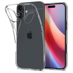 Spigen iPhone 16 Plus �P�[�X �N���A ���ϖh�~ TPU �\�t�g �ϏՌ� �ČRMIL�K�i ���L�b�h�E�N���X�^�� ACS08064 (�N���X�^���E�N���A)