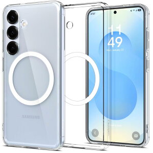 Spigen Galaxy S25 �P�[�X �N���A Magfit�Ή� �ϏՌ� ���^ �y�� �X�g���b�v�z�[�� ���ϖh�~ �ČRMIL�K�i ���� �G�A�X�L���E�n�C�u���b�h�E�}�O�t�B�b�g ACS09011 (�N���A�E�z���C�g)