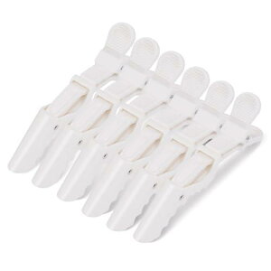 KISARGワニクリップ ダッカールメンズ サロンヘアクリップ ドラゴンクリップ スタイリング ヘアピン バレッタ髪留め 理髪 美容 専用 6個セット入り ホワイト