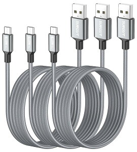 SUNGUY Micro USB�P�[�u�� 2M �y3�{�g�z �}�C�N��usb�P�[�u�� �A���h���C�h Micro-B QC3.0/2.0 2.4A�}���[�d USB2.0�f�[�^�]�� ���ϋv�i�C���� Galaxy S7/S6/S4�AMotorola Moto G4/G5S/E4�ALG V10/G4/Stylo 3 Plus�Ȃǃ}�C�N��