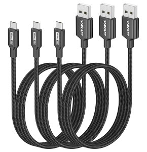 SUNGUY Micro USB�P�[�u�� 1M �y3�{�g�z �}�C�N��usb�P�[�u�� �A���h���C�h Micro-B QC3.0/2.0 2.4A�}���[�d USB2.0�f�[�^�]�� ���ϋv�i�C���� Galaxy S7/S6/S4�AMotorola Moto G4/G5S/E4�ALG V10/G4/Stylo 3 Plus�Ȃǃ}�C�N��