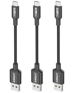 SUNGUY�y3�{ 15cm�zMicro USB �P�[�u�� �Z�� 0.15M 3�{�Z�b�g 2.4A�}���[�d usb2.0�f�[�^�]�� ���ϋv�� �i�C�����҂� Galaxy S7/S6/S4�AMotorola Moto G4/G5S/E4�ALG V10/G4/Stylo 3 Plus�Ȃǃ}�C�N���@��ɑΉ� (�u���b�N)
