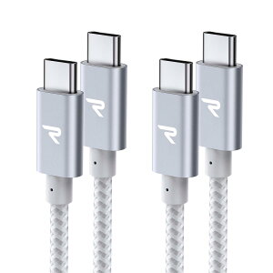 �y2�{�Z�b�g�zRAMPOW USB C �P�[�u���y1m+1m/�V���o�[ PD�Ή� 60W�}���[�d�z�f�[�^�]�� �f���h�~ ���ϋv�i�C���� iPhone17/Air/16/16e/15 �[�d MacbookPro/iPad Pro&Air/Galaxy/Sony�Ȃ�Type C�@��Ή�