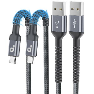 Type C �P�[�u�� 2M USB C�P�[�u�� �}���[�d USB-A to USB-C �����[�d�R�[�h 2�{ �i�C�����҂� �f���h�~ iPhone 16/15/iPad/MacBook Pro/Galaxy S24/Matebook/iPad�e��Ή�