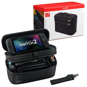 JSAUX Switch 2 �P�[�X ��e�ʎ��[�b�I�[���C���{�b�N�X Switch 2�{�́E�h�b�N�EJoy Con�EPro�R���Ή��b�Q�[���J�[�h10�����[�E�ϏՌ��n�[�h�V�F���b�h�o�E�h���L�������O�o�b�O�i�u���b�N�j