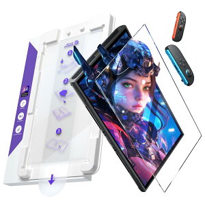 JSAUX Switch 2 / �X�C�b�`2 �p ���j��AR �ی�t�B�����y���ȒP�K�C�h�g�t���z�K���X�t�B���� | AR�R�[�e�B���O�ō����ߗ��Ɣ��˒ጸ�𗼗� 9H+�d�x�E�C�A�[���E�w��h�~�E��U�h�~�E�h�b�N�Ή� 1