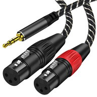 3.5mm xlr 変換ケーブル，3.5mm to 2 XLR (メス) マイクケーブル 3.5ステレオ to XLRメス変換ケーブル au…