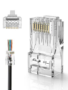 RJ45�R�l�N�^�CCableCreation LAN �R�l�N�^ �ђʎ� 50���� Cat6/Cat5e/Cat5 LAN�P�[�u���p �R�l�N�^ �z���ȒP �ܐ܂�ɂ���