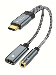 USB C to 3.5mm�w�b�h�t�H�����[�d�ϊ��A�_�v�^�[,CableCreation PD 60W�����[�d�t��2 in 1 USB-C to Aux�I�[�f�B�I�W���b�N, �L���w�b�h�t�H���ϊ��A�_�v�^�[iPhone 15/15 Pro Max, Galaxy S23/S22/S21 Ultra, iPad Pro�Ȃ�