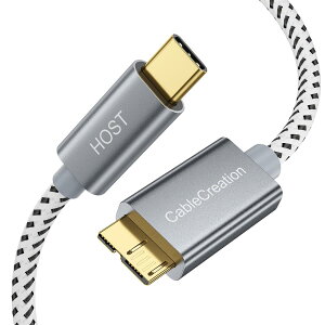 Type c �O�t��hdd, CableCreation Type C to Micro-B 3.0 �iGen 2 / 10G�j�ґg Micro USB 3.1 Type C�P�[�u�� Apple Macbook�iPro�j / Chromebook Pixel/HDD�O�t���n�[�h�h���C�u/�g�ѓd�b�ɑΉ� �O���[ 0.3m