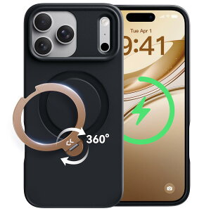 �y�㎿�d�グ�E���O�W���S�[���h�zCASEKOO iPhone 17 Pro �p �P�[�X 360�x��]�X�^���h MagSafe�Ή� �ČRMIL�K�i 360°�S�����ϏՌ� ���c���� �ϏՌ� MagSafe�Ή� �}�b�g�d�グ ���ϖh�~ ���C�����X�[�d��