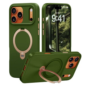 �y2026�V�o��E�@�\���̋ɂ݁zCASEKOO iPhone 17 Pro �p �P�[�X 360�x��]�X�^���h MagSafe�Ή� �ČRMIL�K�i 360°�S�����ϏՌ� ���c���� �ϏՌ� ����~�� �}�b�g�d�グ ���ϖh�~ ���C�����X�[�d�Ή� �X