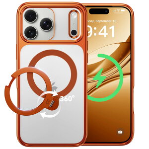 �y�����ʂ�㎿���E��_360°��]�zCASEKOO iPhone 17 Pro Max �p �P�[�X �N���A �ČRMIL�K�i �t�B�b�g�� MagSafe�Ή� �ő�25W�}���[�d�Ή� ���c���� �p�x���� �� �ϏՌ� ���ϋv�� ���b�v�z�[���t�� ���� 
