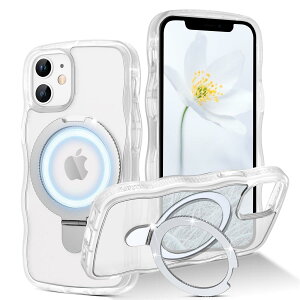 GUAGUA iPhone12Mimi �P�[�X MagSafe�Ή� �E�F�[�u �X�^���h ������ �c�����Ή� �����O�t�� ��phone 12Mimi ���� ���˂��� �؍� 120°�J�\ �ϏՌ� �w��h�~ �}�b�g�� ����~�� �X�}�z�P�[�X 12Mini �}