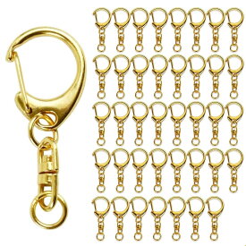 キーホルダー金具 【30個入】ワンタッチキーホルダー 回転カン付き ハンドメイド キーリング アクセサリー DIY 手芸用品 ゴールド