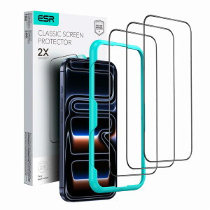 ESR iPhone 17 Pro �K���X�t�B�����y3������+ �K�C�h�g �z�����ߗ� �w��h�~ AR���˖h�~ �ϏՌ� �C�A���X �ȒP���t���c�[���t�� ��Phone17 Pro �t�B���� 9H�d�x �Ռ��z�� ��U�h�~ �����z�� ��phone17pr